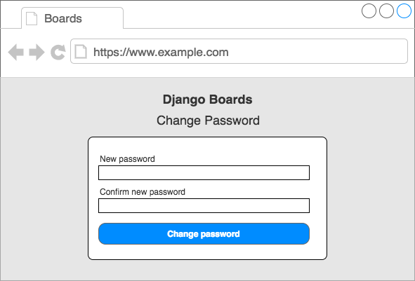 Wireframe change password page